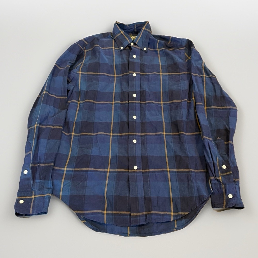 Gitman Bros VINTAGE Shirt Mens Small Linen Cotton Blue Button Down USA